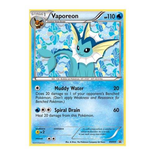 Vaporeon BW89 BW Black Star Promo Pokemon Card NEAR MINT TCG