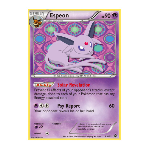 Espeon BW92 BW Black Star Promo Pokemon Card NEAR MINT TCG