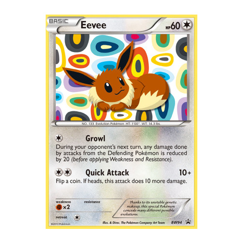 Eevee BW94 BW Black Star Promo Pokemon Card NEAR MINT TCG