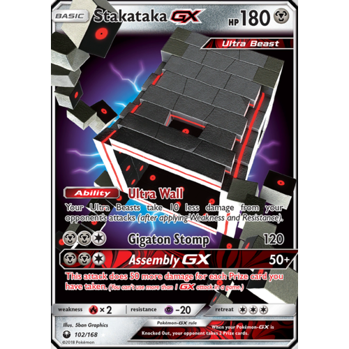 Stakataka GX 102/168 SM Celestial Storm Holo Ultra Rare Pokemon Card NEAR MINT TCG