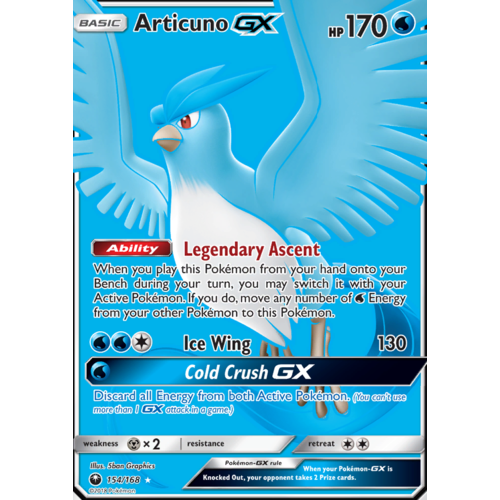 Articuno GX 154/168 SM Celestial Storm Holo Full Art Ultra Rare Pokemon Card NEAR MINT TCG