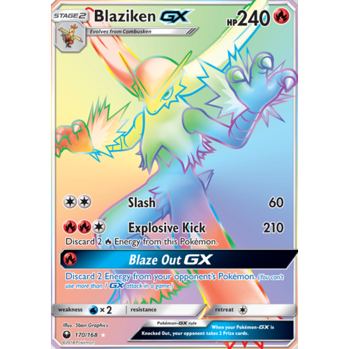 Blaziken GX 170/168 SM Celestial Storm Holo Full Art Hyper Rare Pokemon Card NEAR MINT TCG