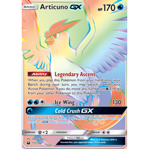 Articuno GX 171/168 SM Celestial Storm Holo Full Art Hyper Rare Pokemon Card NEAR MINT TCG