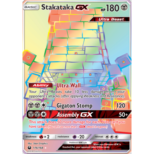 Stakataka GX 176/168 SM Celestial Storm Holo Full Art Hyper Rare Pokemon Card NEAR MINT TCG