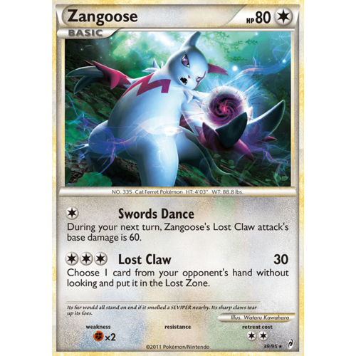 Zangoose 39/95 Call of Legends Rare Pokemon Card NEAR MINT TCG