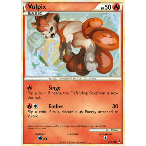 Vulpix 75/95 Call of Legends Common Pokemon Card NEAR MINT TCG