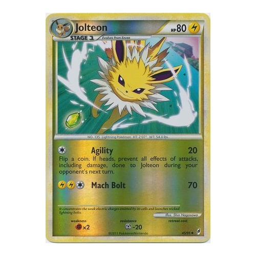 Jolteon 45/95 Call of Legends Reverse Holo Uncommon Pokemon Card NEAR MINT TCG