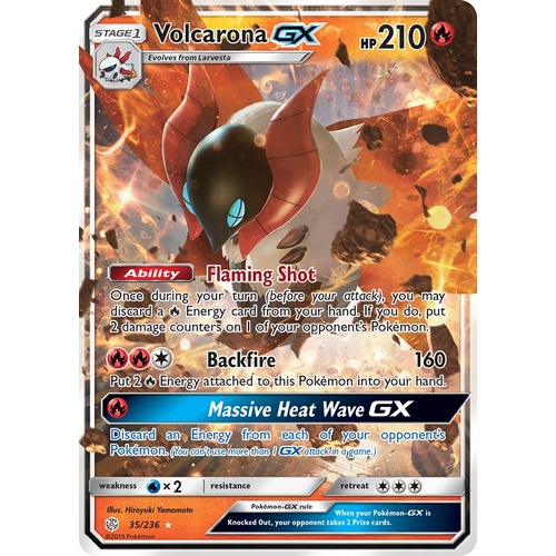 Volcarona GX 35/236 SM Cosmic Eclipse Holo Ultra Rare Pokemon Card NEAR MINT TCG