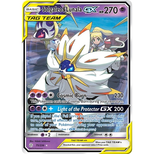 Solgaleo & Lunala GX 75/236 SM Cosmic Eclipse Holo Ultra Rare Pokemon Card NEAR MINT TCG