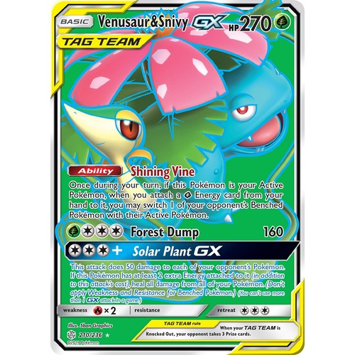 Venusaur & Snivy GX 210/236 SM Cosmic Eclipse Holo Ultra Rare Full Art Pokemon Card NEAR MINT TCG