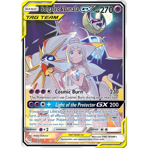 Solgaleo & Lunala GX 216/236 SM Cosmic Eclipse Holo Ultra Rare Full Art Pokemon Card NEAR MINT TCG