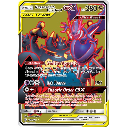 Naganadel & Guzzlord GX 223/236 SM Cosmic Eclipse Holo Ultra Rare Full Art Pokemon Card NEAR MINT TCG