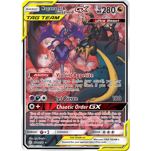 Naganadel & Guzzlord GX 224/236 SM Cosmic Eclipse Holo Ultra Rare Full Art Pokemon Card NEAR MINT TCG