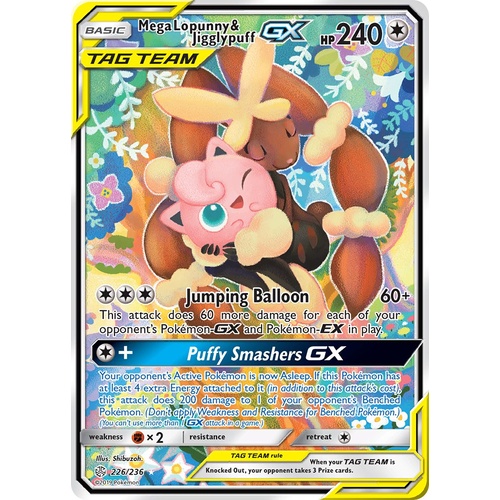 Mega Lopunny & Jigglypuff GX 226/236 SM Cosmic Eclipse Holo Ultra Rare Full Art Pokemon Card NEAR MINT TCG