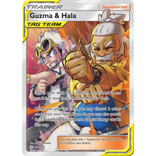 Guzma & Hala 229/236 SM Cosmic Eclipse Holo Ultra Rare Full Art Pokemon Card NEAR MINT TCG
