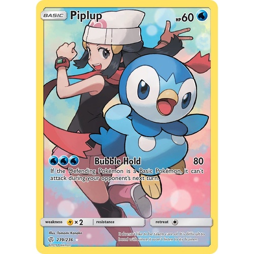 Piplup 239/236 SM Cosmic Eclipse Holo Secret Rare Full Art Pokemon Card NEAR MINT TCG