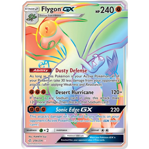Flygon GX 256/236 SM Cosmic Eclipse Holo Hyper Rainbow Rare Full Art Pokemon Card NEAR MINT TCG