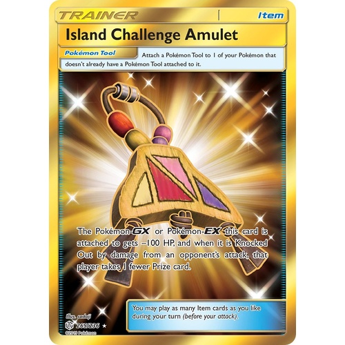 Island Challenge Amulet 265/236 SM Cosmic Eclipse Holo Secret Rare Full Art Pokemon Card NEAR MINT TCG