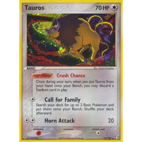 Tauros 12/100 EX Crystal Guardians Holo Rare Pokemon Card NEAR MINT TCG
