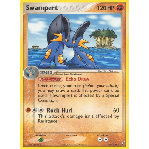 Swampert 27/100 EX Crystal Guardians Rare Pokemon Card NEAR MINT TCG