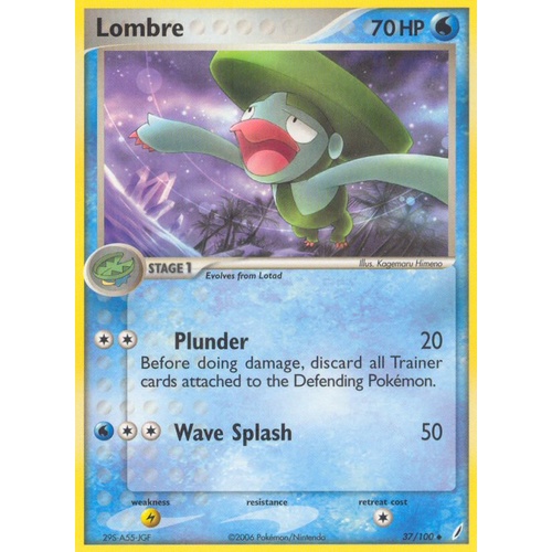 Lombre 37/100 EX Crystal Guardians Uncommon Pokemon Card NEAR MINT TCG