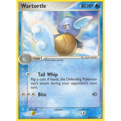 Wartortle 43/100 EX Crystal Guardians Uncommon Pokemon Card NEAR MINT TCG
