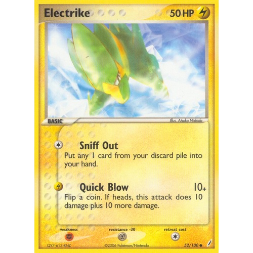 Electrike 52/100 EX Crystal Guardians Common Pokemon Card NEAR MINT TCG