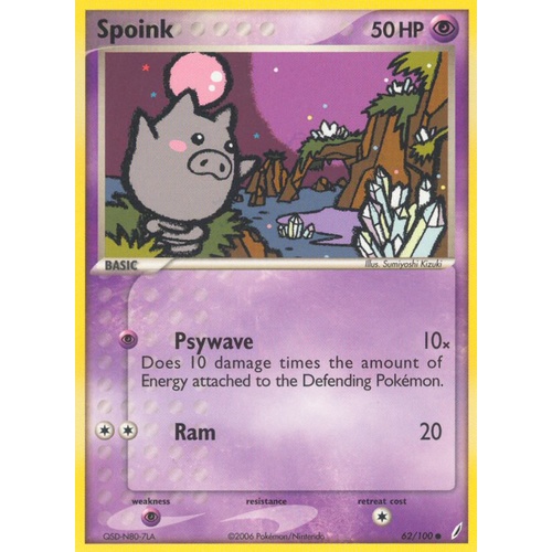 Spoink 62/100 EX Crystal Guardians Common Pokemon Card NEAR MINT TCG