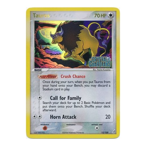 Tauros 12/100 EX Crystal Guardians Reverse Holo Rare Pokemon Card NEAR MINT TCG