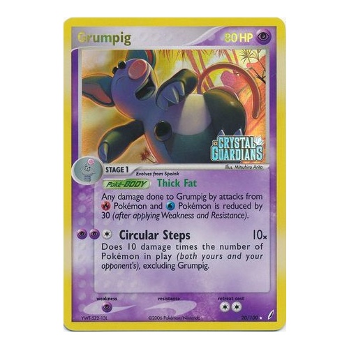 Grumpig 20/100 EX Crystal Guardians Reverse Holo Rare Pokemon Card NEAR MINT TCG