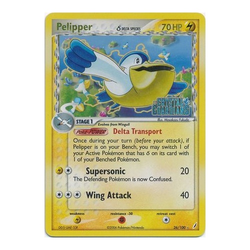 Pelipper (Delta Species) 26/100 EX Crystal Guardians Reverse Holo Rare Pokemon Card NEAR MINT TCG