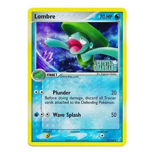 Lombre 37/100 EX Crystal Guardians Reverse Holo Uncommon Pokemon Card NEAR MINT TCG