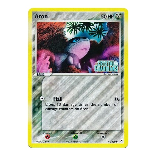 Aron 44/100 EX Crystal Guardians Reverse Holo Common Pokemon Card NEAR MINT TCG