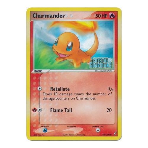 Charmander 48/100 EX Crystal Guardians Reverse Holo Common Pokemon Card NEAR MINT TCG