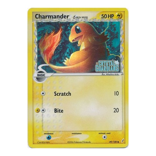 Charmander (Delta Species) 49/100 EX Crystal Guardians Reverse Holo Common Pokemon Card NEAR MINT TCG