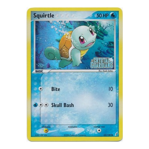 Squirtle 63/100 EX Crystal Guardians Reverse Holo Common Pokemon Card NEAR MINT TCG