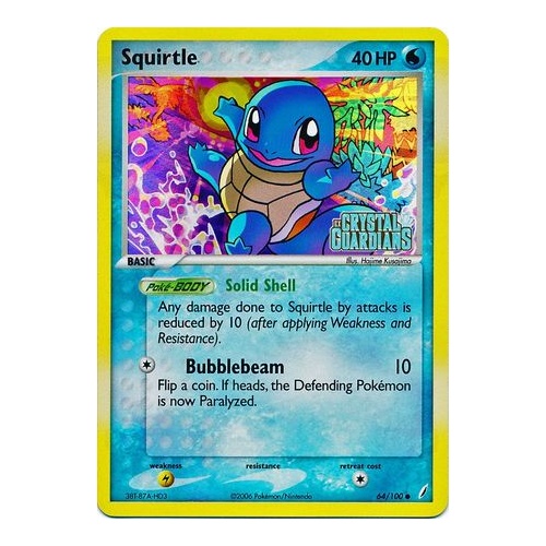 Squirtle 64/100 EX Crystal Guardians Reverse Holo Common Pokemon Card NEAR MINT TCG