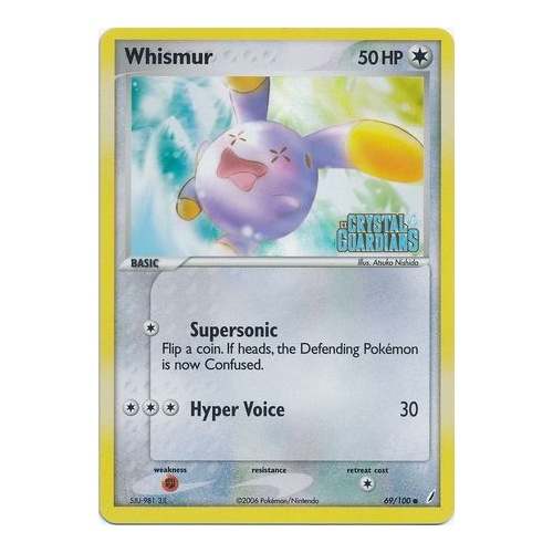 Whismur 69/100 EX Crystal Guardians Reverse Holo Common Pokemon Card NEAR MINT TCG
