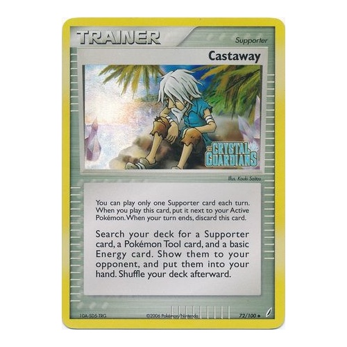 Castaway 72/100 EX Crystal Guardians Reverse Holo Uncommon Trainer Pokemon Card NEAR MINT TCG