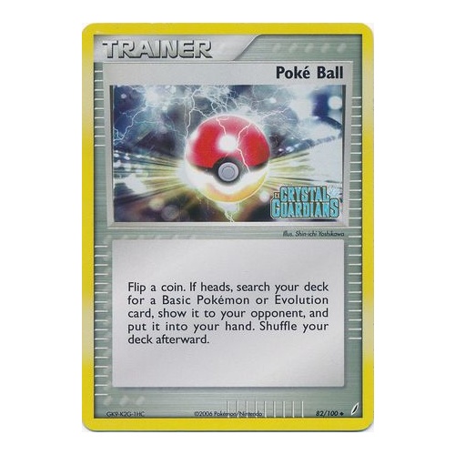 Poke Ball 82/100 EX Crystal Guardians Reverse Holo Uncommon Trainer Pokemon Card NEAR MINT TCG