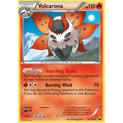 Volcarona 22/108 BW Dark Explorers Holo Rare Pokemon Card NEAR MINT TCG