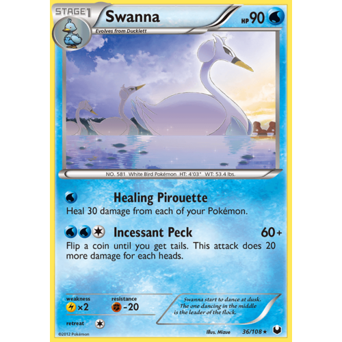 Swanna 36/108 BW Dark Explorers Rare Pokemon Card NEAR MINT TCG