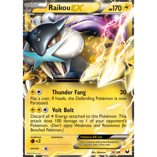 Raikou EX 38/108 BW Dark Explorers Holo Ultra Rare Pokemon Card NEAR MINT TCG