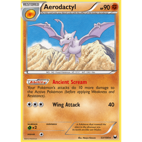 Aerodactyl 53/108 BW Dark Explorers Rare Pokemon Card NEAR MINT TCG