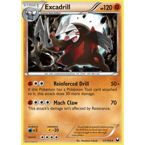 Excadrill 57/108 BW Dark Explorers Rare Pokemon Card NEAR MINT TCG