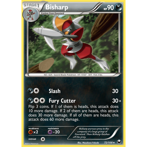 Bisharp 72/108 BW Dark Explorers Rare Pokemon Card NEAR MINT TCG