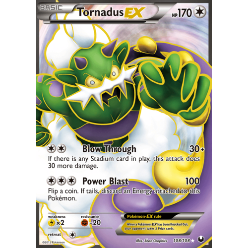 Tornadus EX 108/108 BW Dark Explorers Holo Ultra Rare Full Art Pokemon Card NEAR MINT TCG