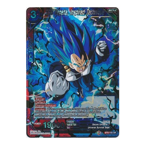 SSB Vegeta, Inspired Technique BT9-105 Universal Onslaught Super Rare Dragon Ball Super TCG Card NEAR MINT