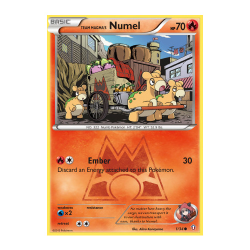 Team Magma's Numel 1/34 XY Double Crisis Common Pokemon Card NEAR MINT TCG