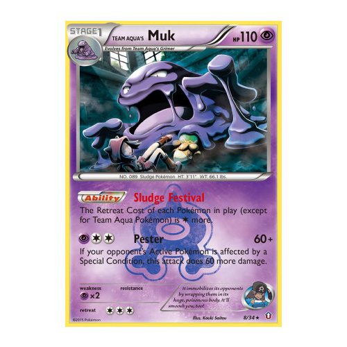 Team Aqua's Muk 8/34 XY Double Crisis Holo Rare Pokemon Card NEAR MINT TCG